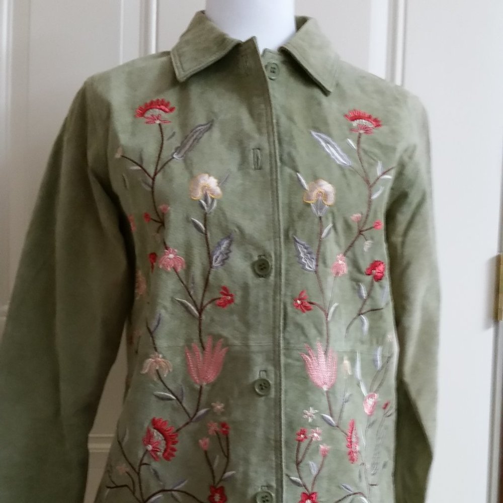 Dialogue Embroidered Leather Jacket